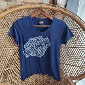 HARLEY Davidson Big Logo V Neck Tee